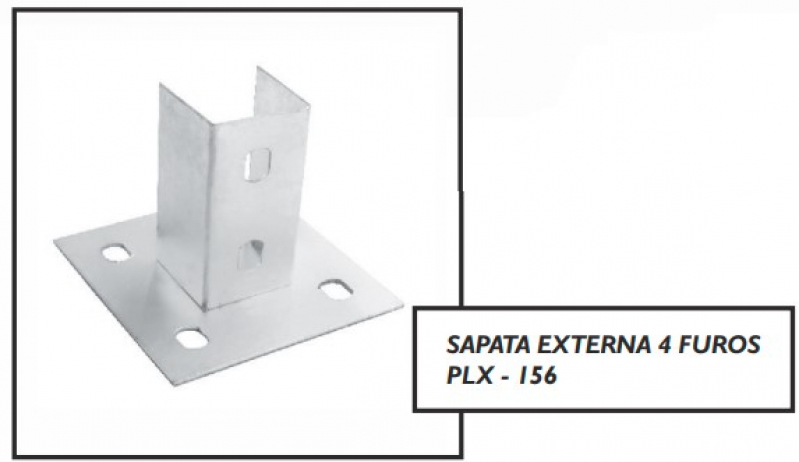 Sapata Externa com 4 Furos Preço Teófilo Otoni - Sapata Externa Perfilado